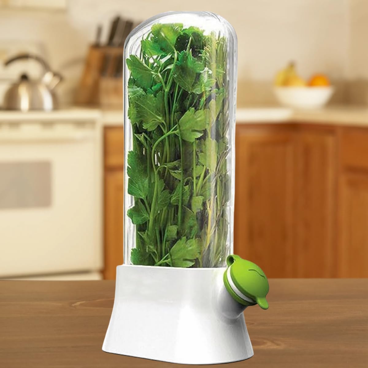 White Food Storage Container with Water Reservoir for Vegetables and Herbs 1 Piece - Image 1