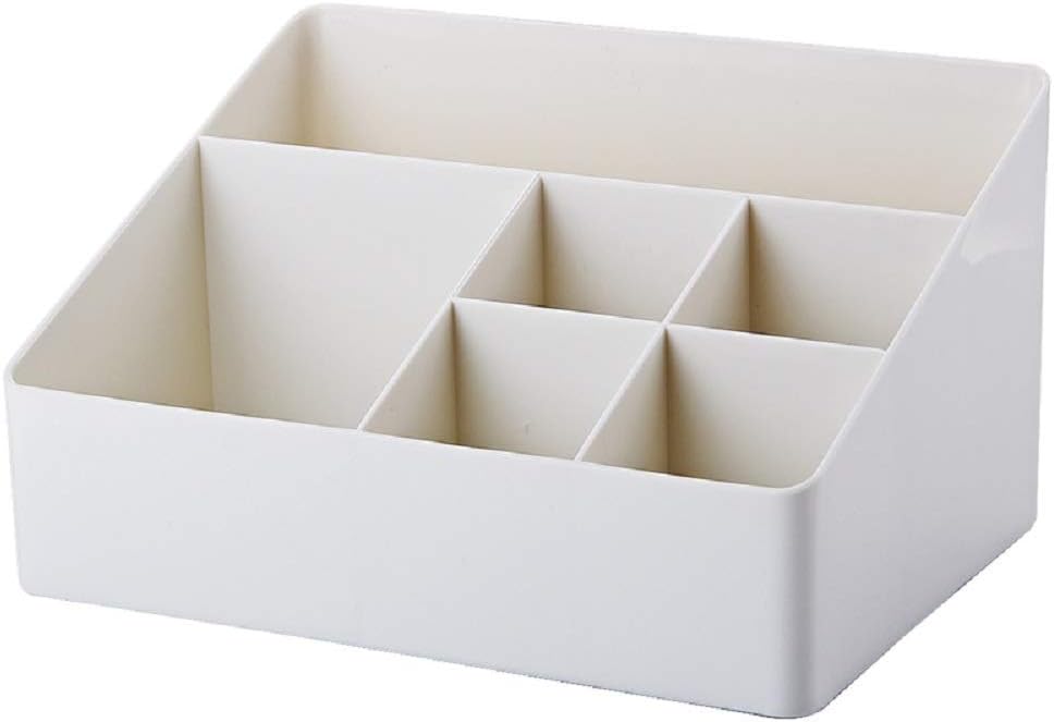 White Cosmetic Organizer with 6 Compartments for Skincare and Jewelry Storage - Image 1