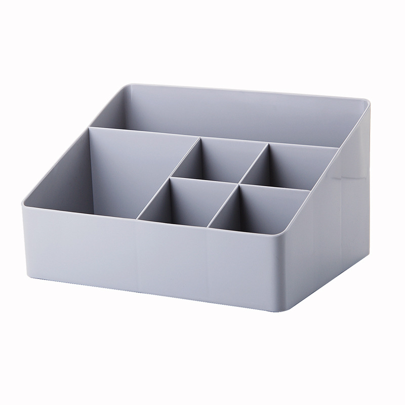 Gray Blue Cosmetic Storage Box 6 Compartments Organizer for Skincare and Jewelry - Image 1
