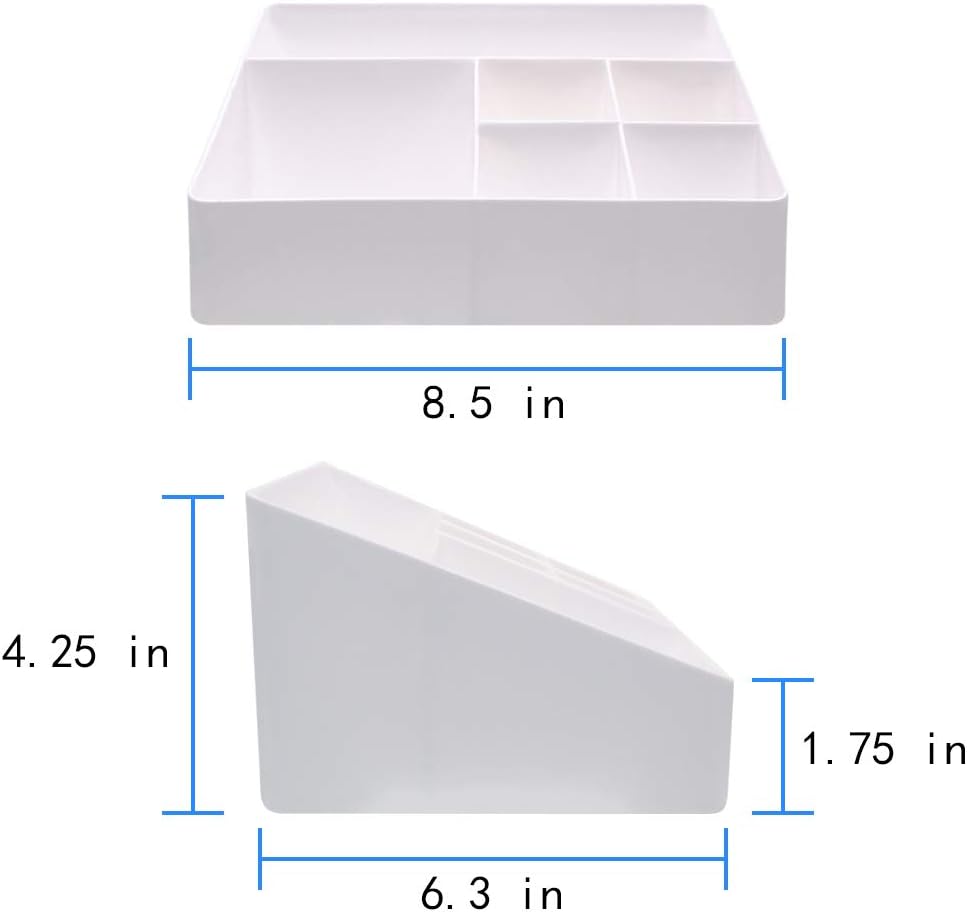Gray Blue Cosmetic Storage Box 6 Compartments Organizer for Skincare and Jewelry - Image 5