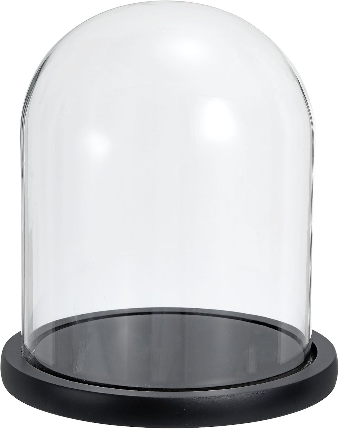Glass Dome with Black Wooden Base - Clock Shaped Display Case - Home Decor - Desk Ornament - Christmas Decoration for Indoor Use - Image 1