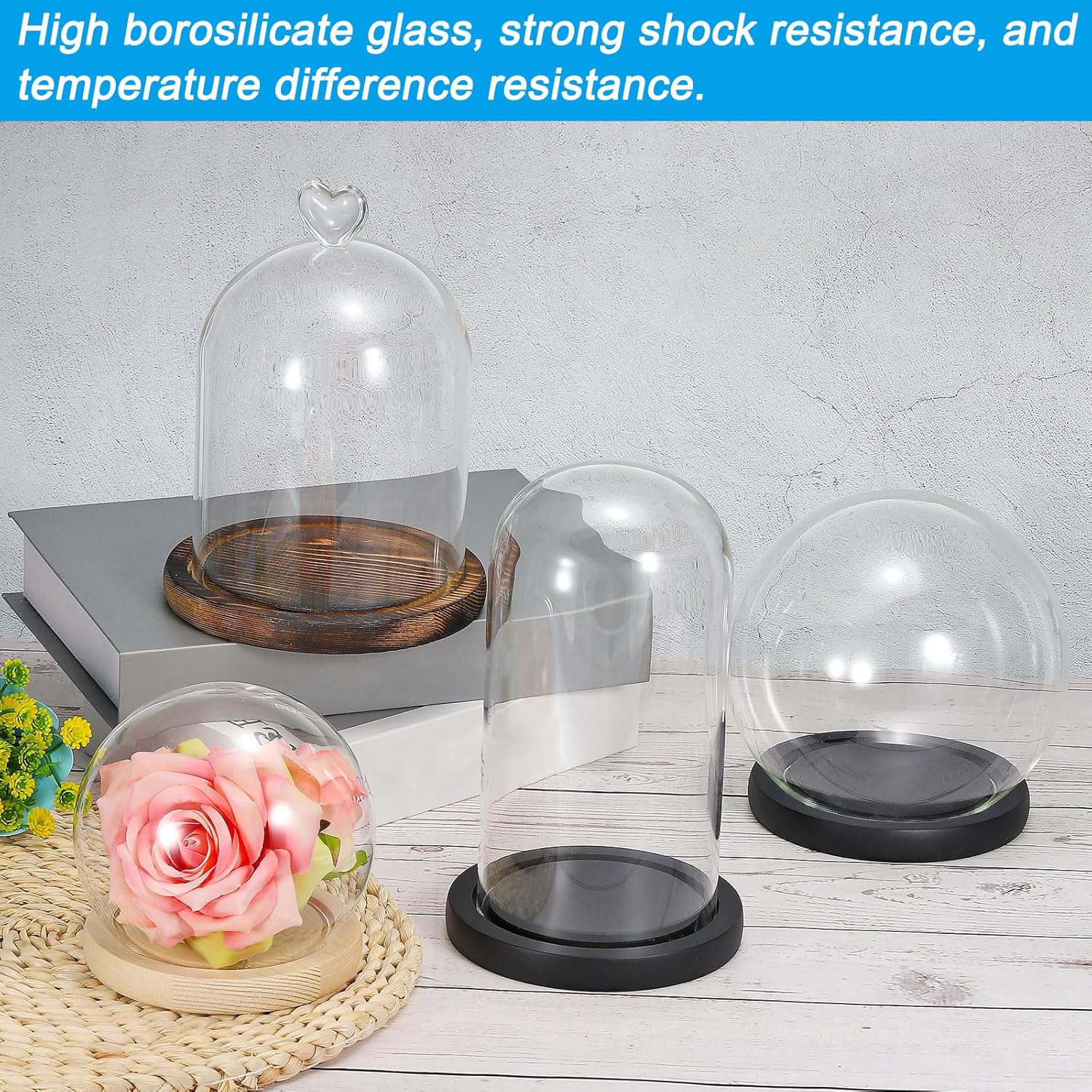 Glass Dome with Black Wooden Base - Clock Shaped Display Case - Home Decor - Desk Ornament - Christmas Decoration for Indoor Use - Image 4