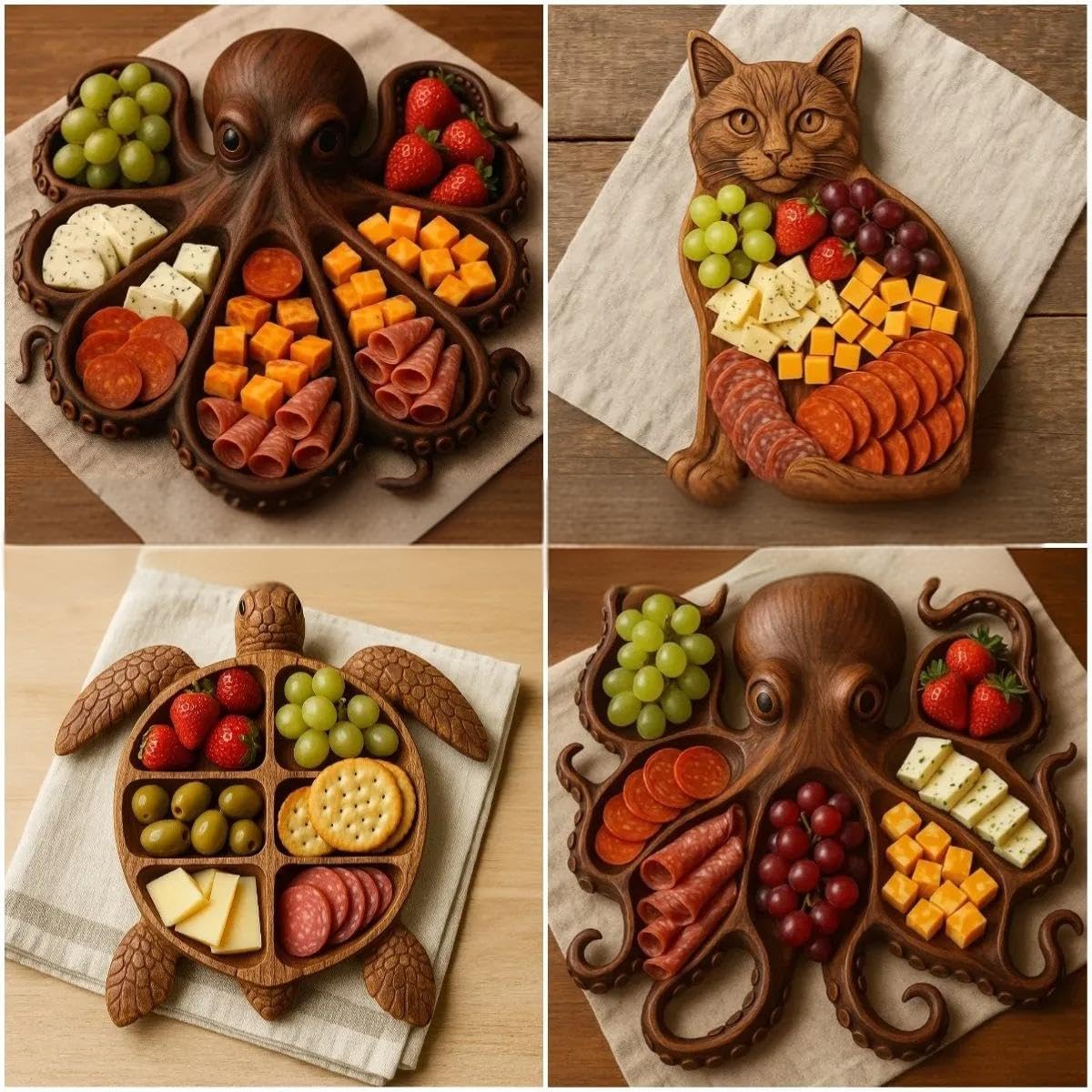 9.4 Inch Wooden Serving Board for Cheese Fruit Snacks Kitchen Parties 1.2 Inch Height - Image 3