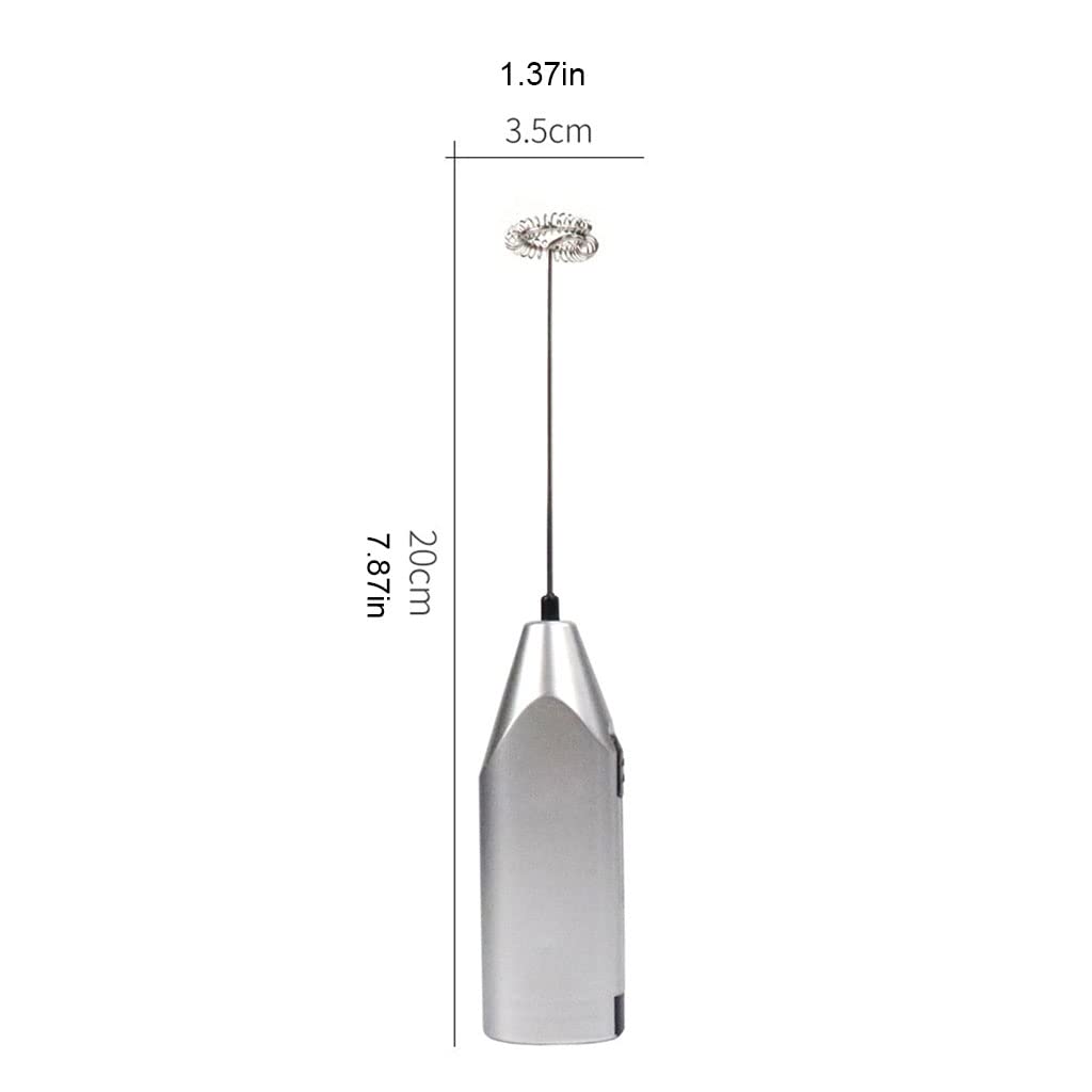 Electric Milk Frother Silver Handheld Mini Coffee Blender No Battery Required - Image 2
