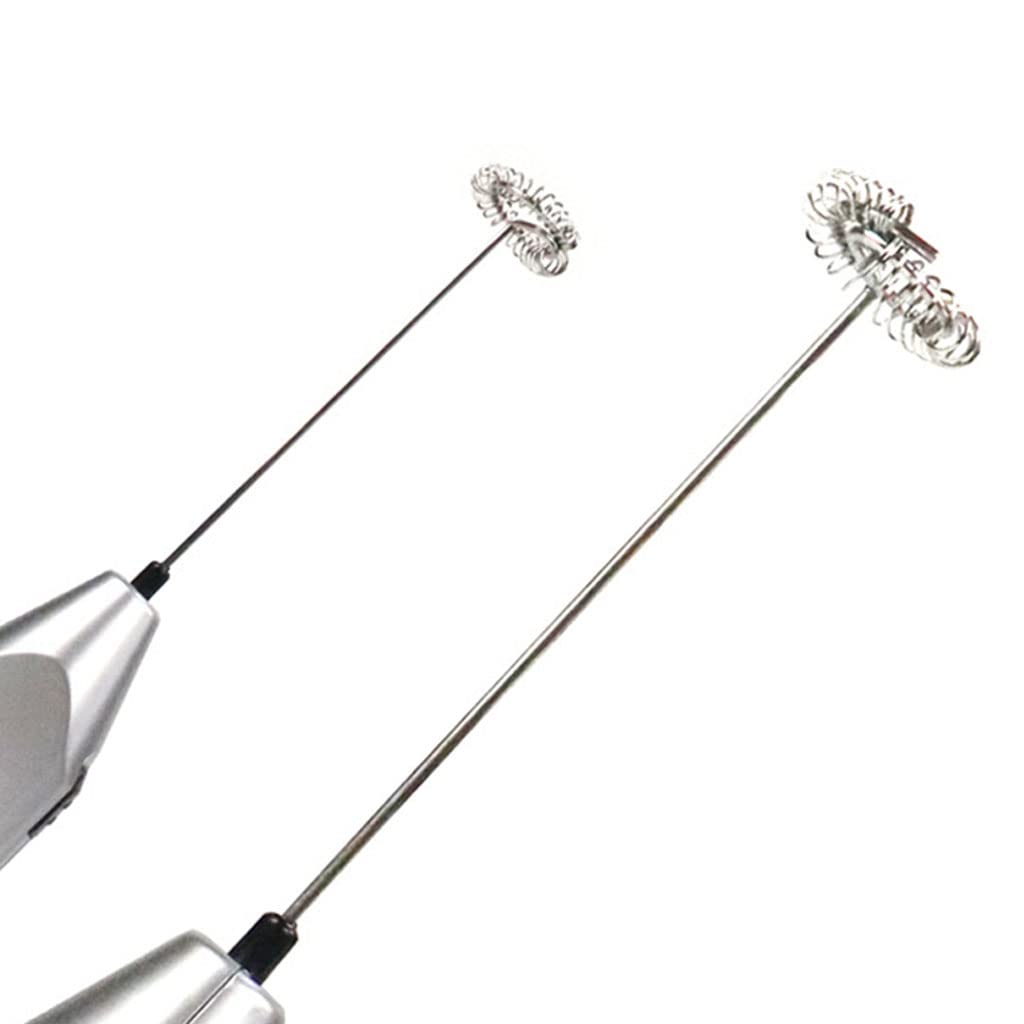 Electric Milk Frother Silver Handheld Mini Coffee Blender No Battery Required - Image 4