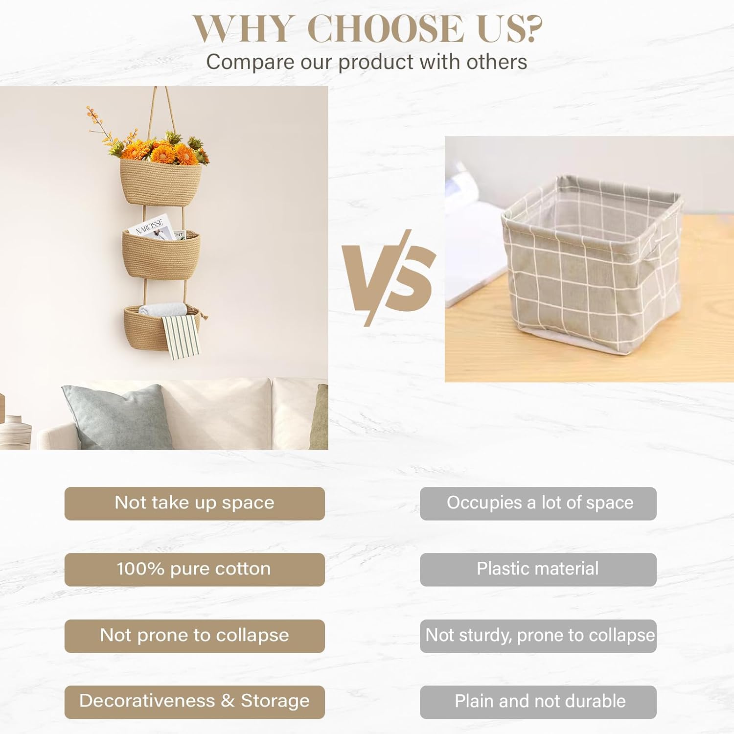 Foldable Wall-Mounted Storage Basket - Hanging Organizer for Home Use - Image 5