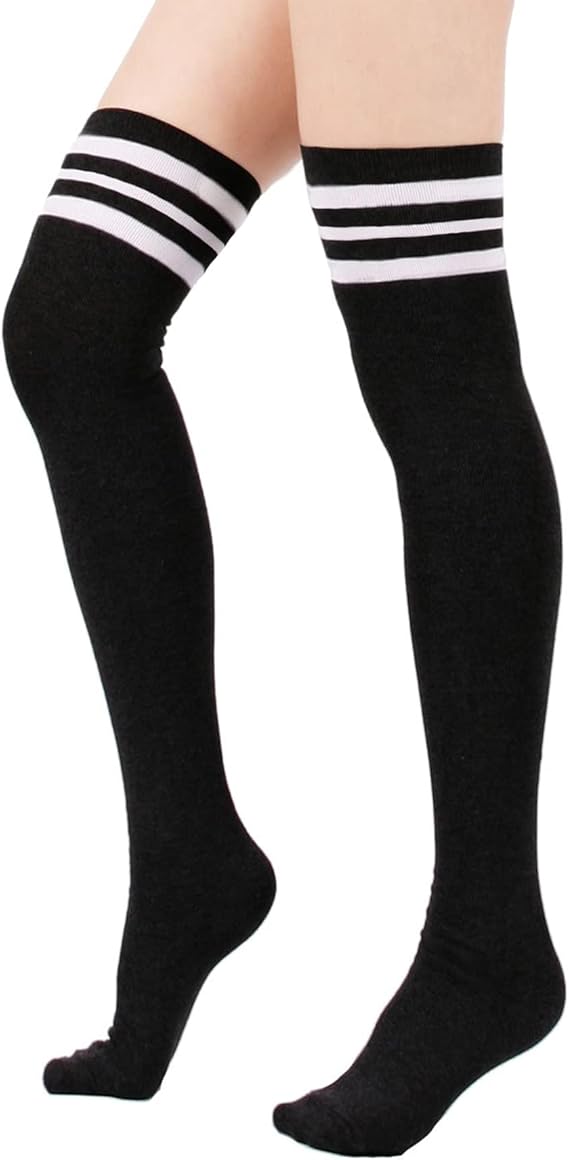 Women's Thick Stay Up Hold Up Striped Over Knee Casual Stockings - Image 1