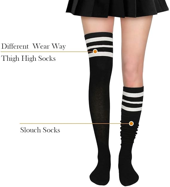 Women's Thick Stay Up Hold Up Striped Over Knee Casual Stockings - Image 3