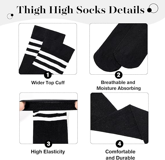 Women's Thick Stay Up Hold Up Striped Over Knee Casual Stockings - Image 4