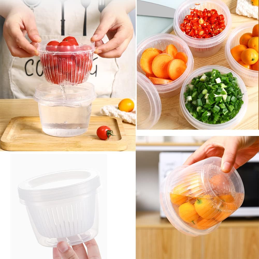 4 Pack 0.5L Plastic Storage Boxes with Lids and Filter - Stackable Organizing Containers - Image 4