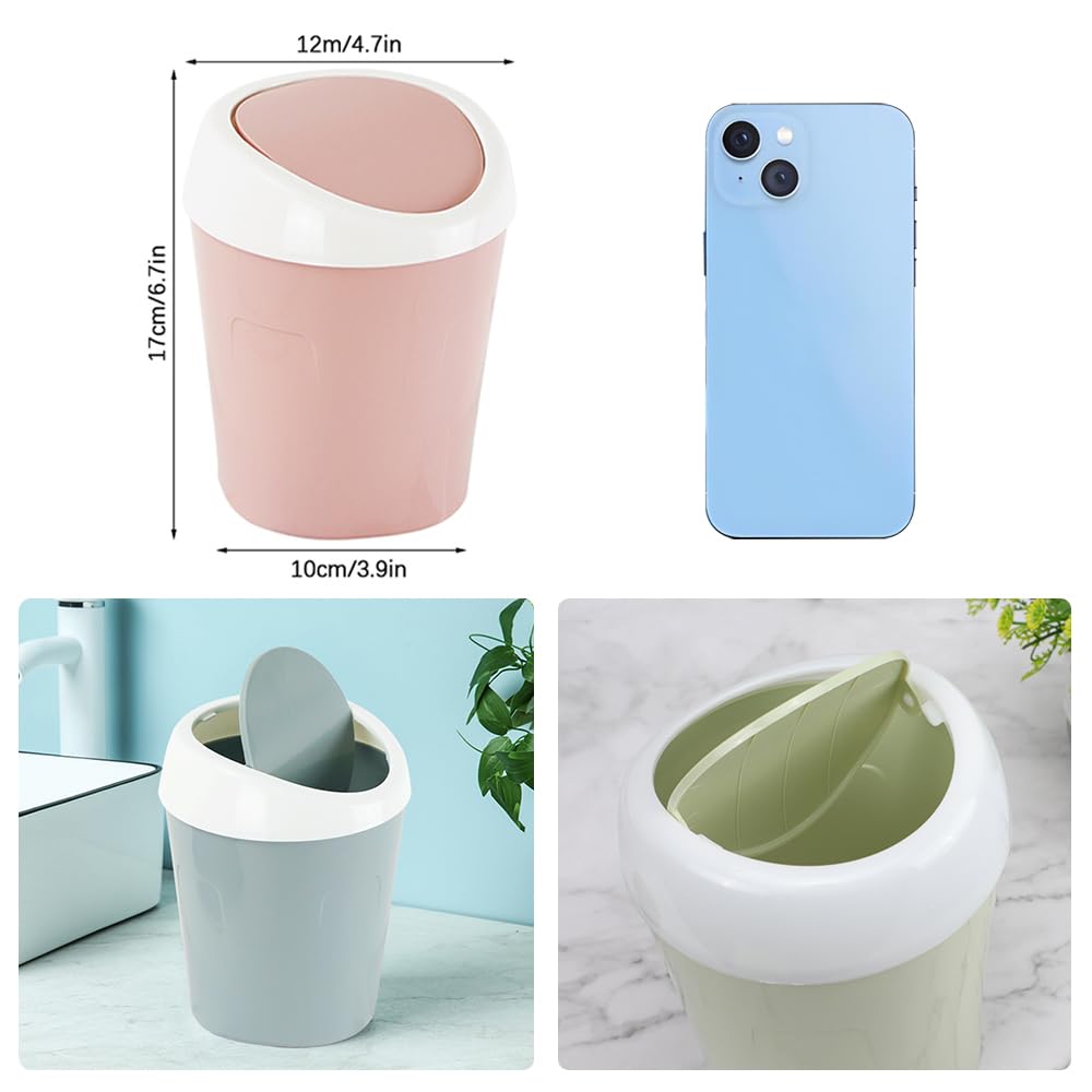 Small Trash Can with Swing Lid - Plastic Desktop Waste Bin for Office Kitchen Bathroom Student Accommodation - Image 2