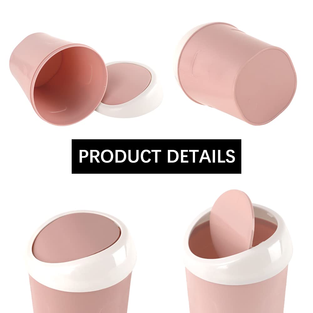Small Trash Can with Swing Lid - Plastic Desktop Waste Bin for Office Kitchen Bathroom Student Accommodation - Image 3