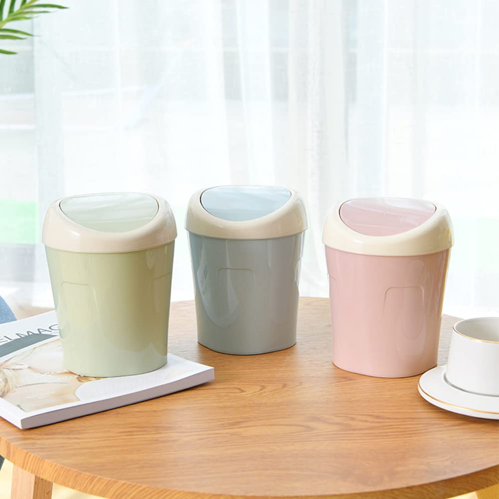 Small Trash Can with Swing Lid - Plastic Desktop Waste Bin for Office Kitchen Bathroom Student Accommodation - Image 5