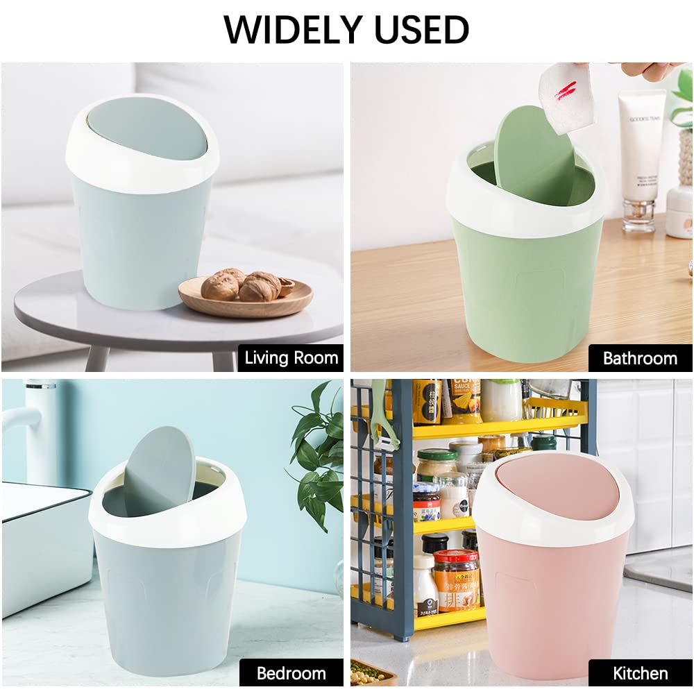 Small Trash Can with Swing Lid - Plastic Desktop Waste Bin for Office Kitchen Bathroom Student Accommodation - Image 6