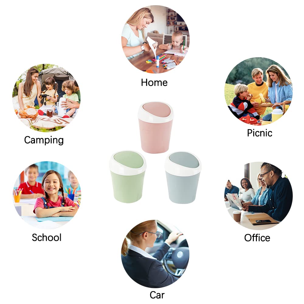 Small Trash Can with Swing Lid - Plastic Desktop Waste Bin for Office Kitchen Bathroom Student Accommodation - Image 7