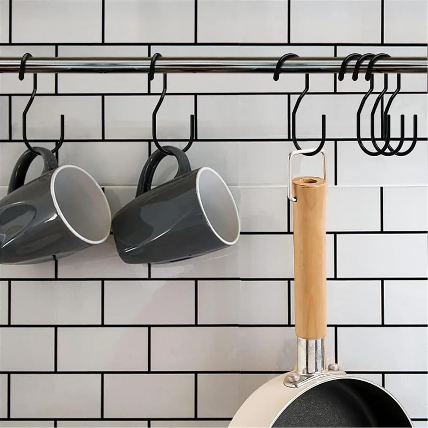 10 Black Stainless Steel Hooks for Kitchen Bathroom Garage - Image 4