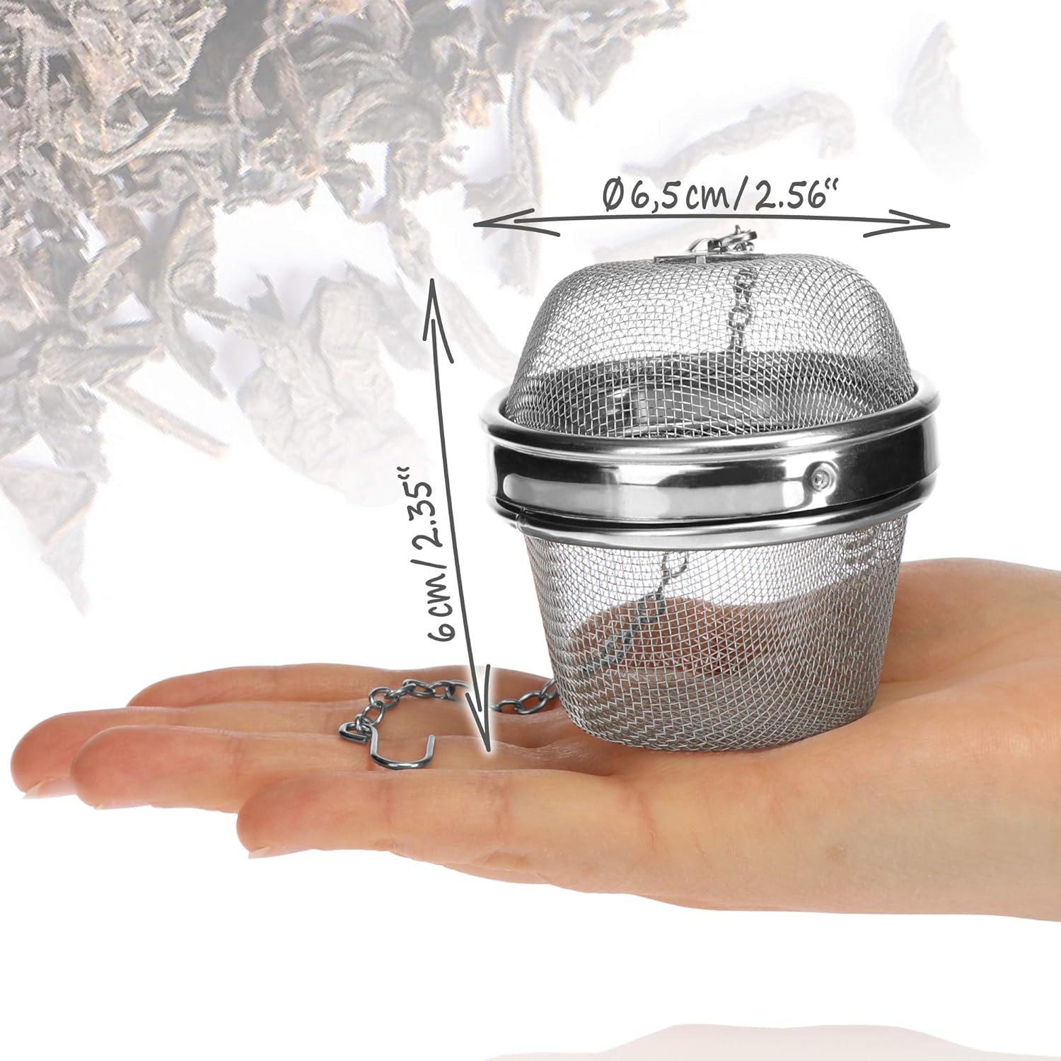 2 Pack Stainless Steel Tea Strainers with Chain 6.5cm Fine Mesh for Loose Tea Herbs Spices - Image 5