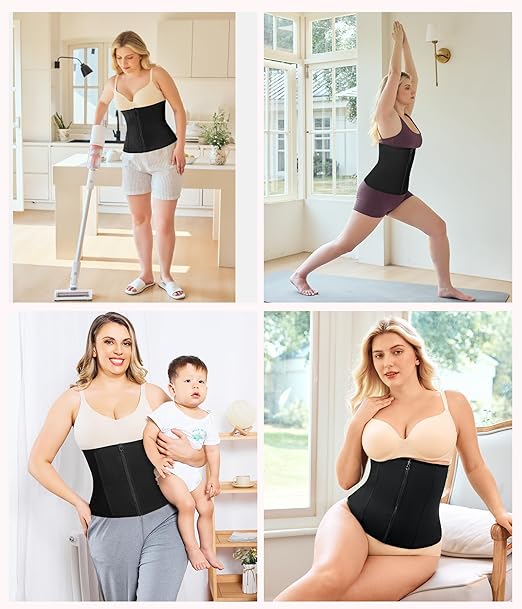 Women's Black Waist Trainer with Zipper Shapewear Tummy Control Body Shaper Sport Slimming Belt - Image 5