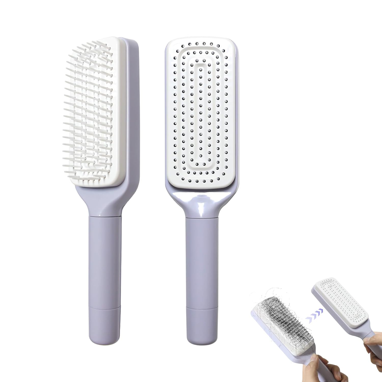 Women's Purple Anti-Static Hair Brush with Massage Function Retractable Design Suitable for Fine Hair Easily Removes Hair - Image 1