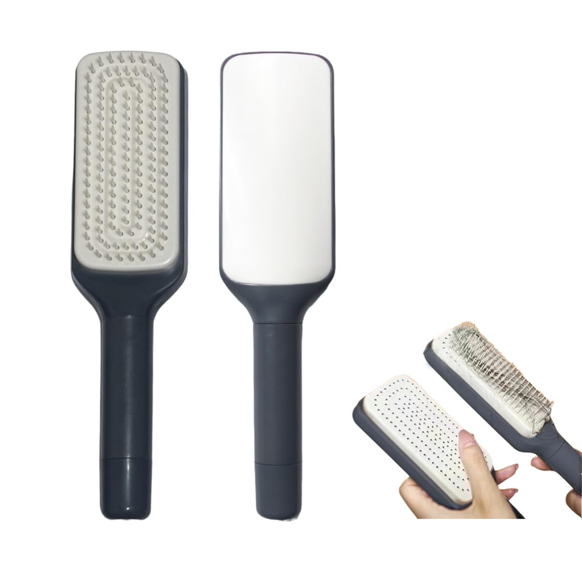 Women's Black Antistatic Hair Brush Massage Comb Retractable for Fine Hair Easily Removes Hair - Image 1