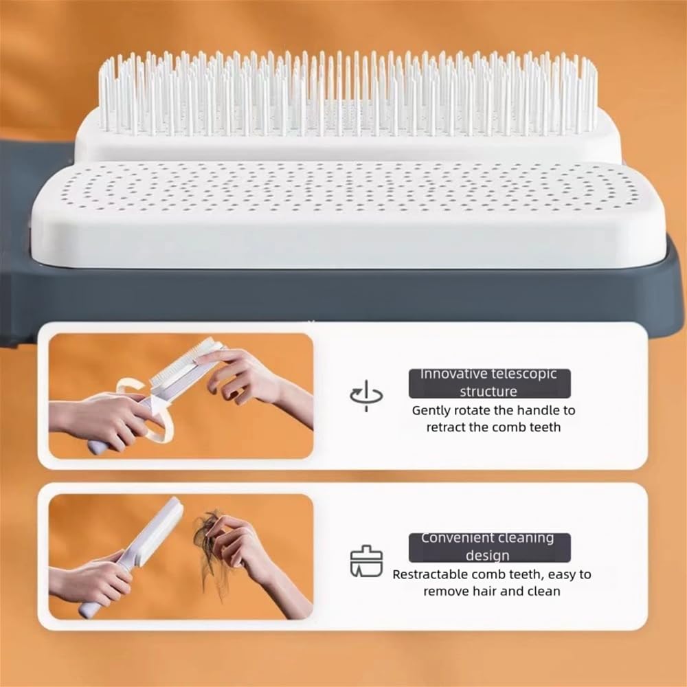 Women's Black Antistatic Hair Brush Massage Comb Retractable for Fine Hair Easily Removes Hair - Image 2