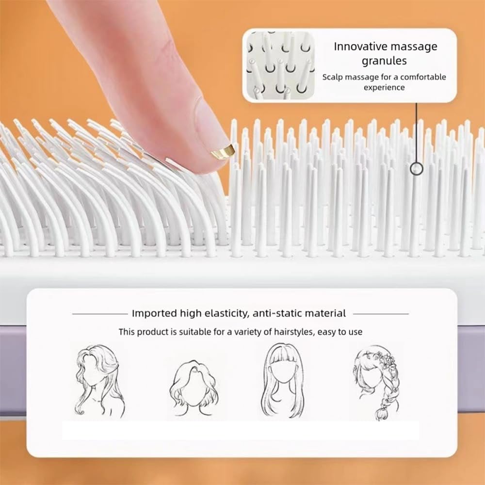 Women's Black Antistatic Hair Brush Massage Comb Retractable for Fine Hair Easily Removes Hair - Image 3