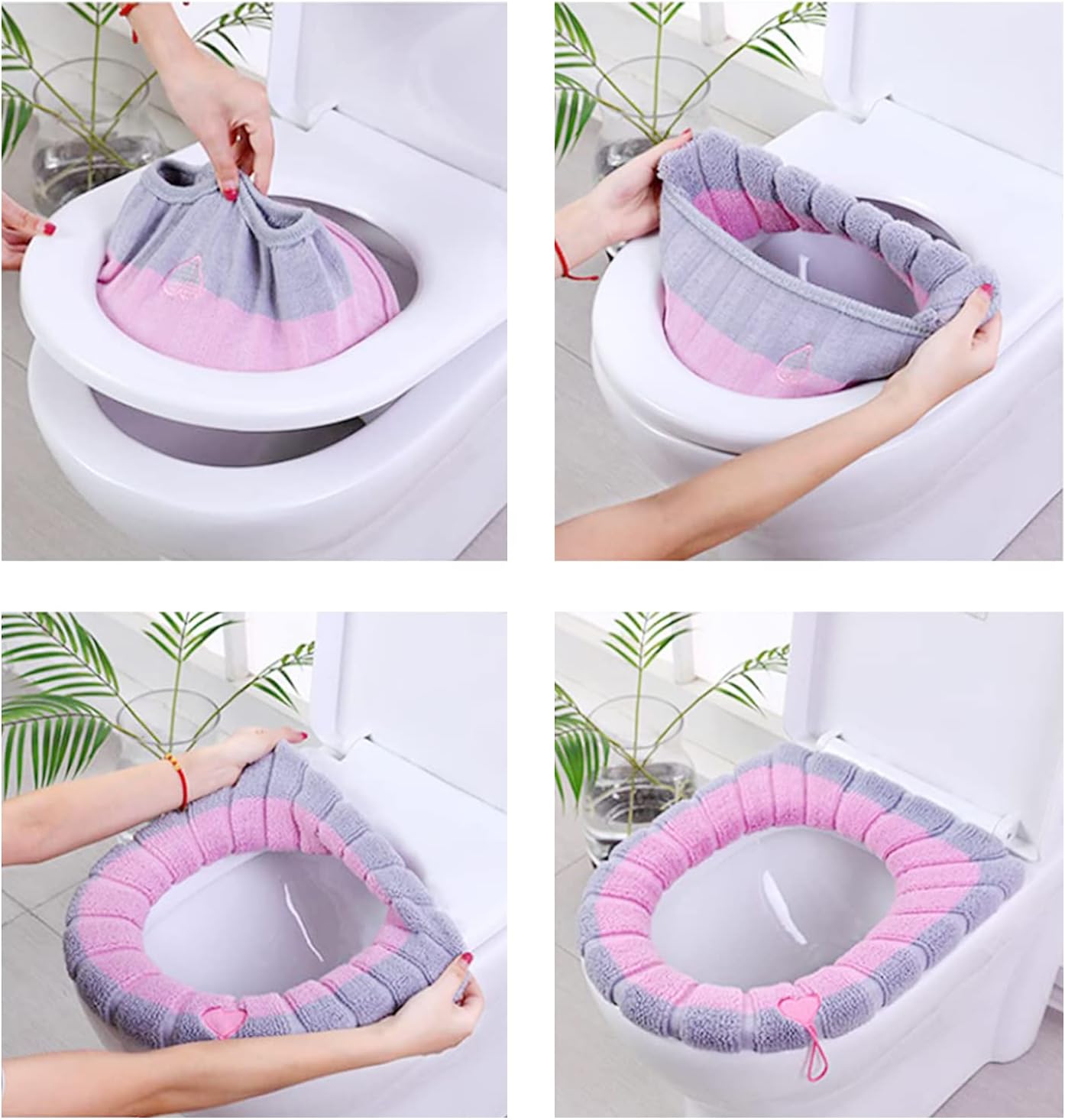 Toilet Seat Covers Set of 3 Universal with Handles Soft Comfortable for Bathroom Use - Image 4