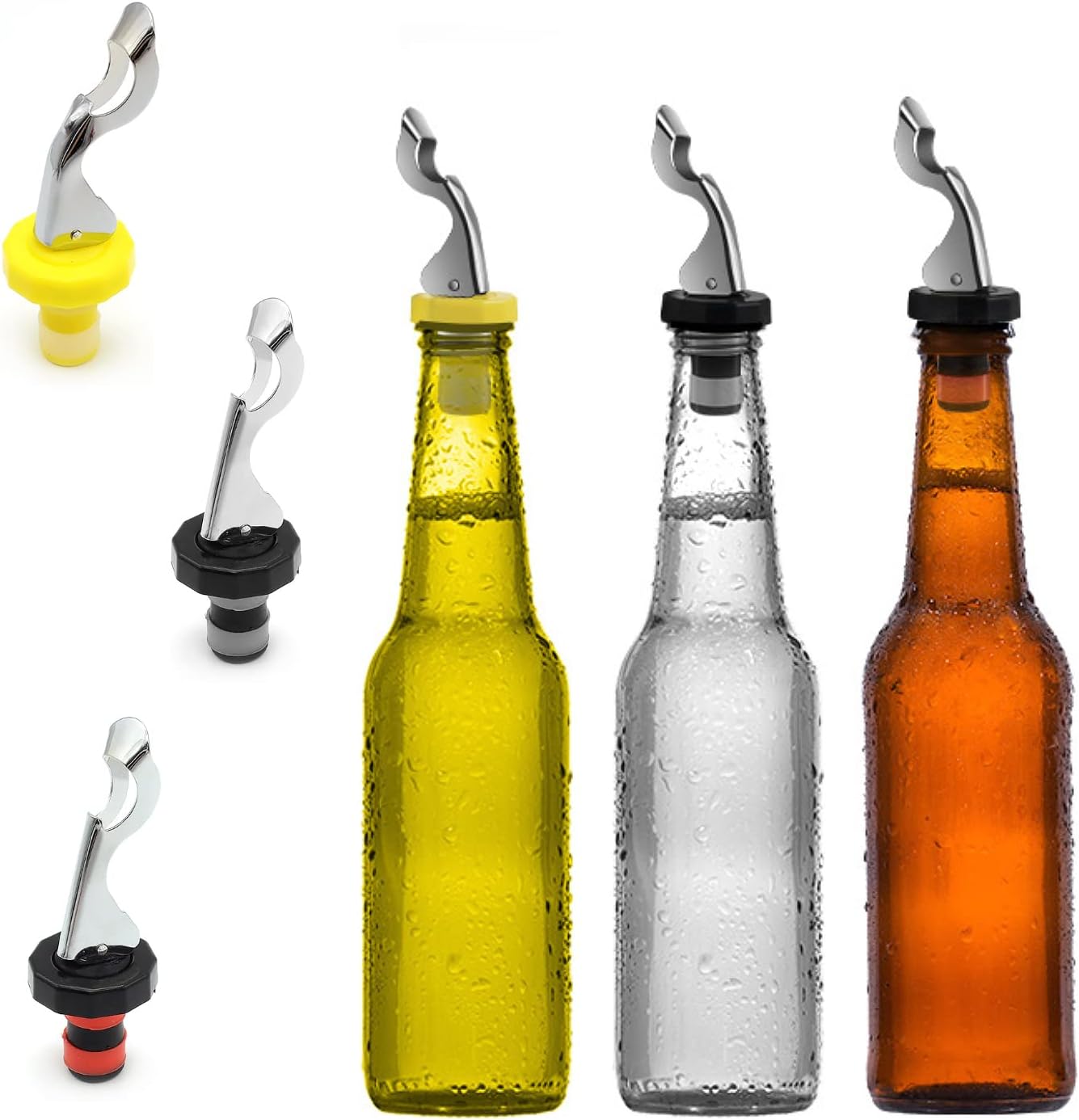 6 Pack Silicone Vacuum Bottle Stoppers Red Yellow Black for Wine Champagne Beer Whisky Soft Drinks Water Airtight Reusable - Image 6