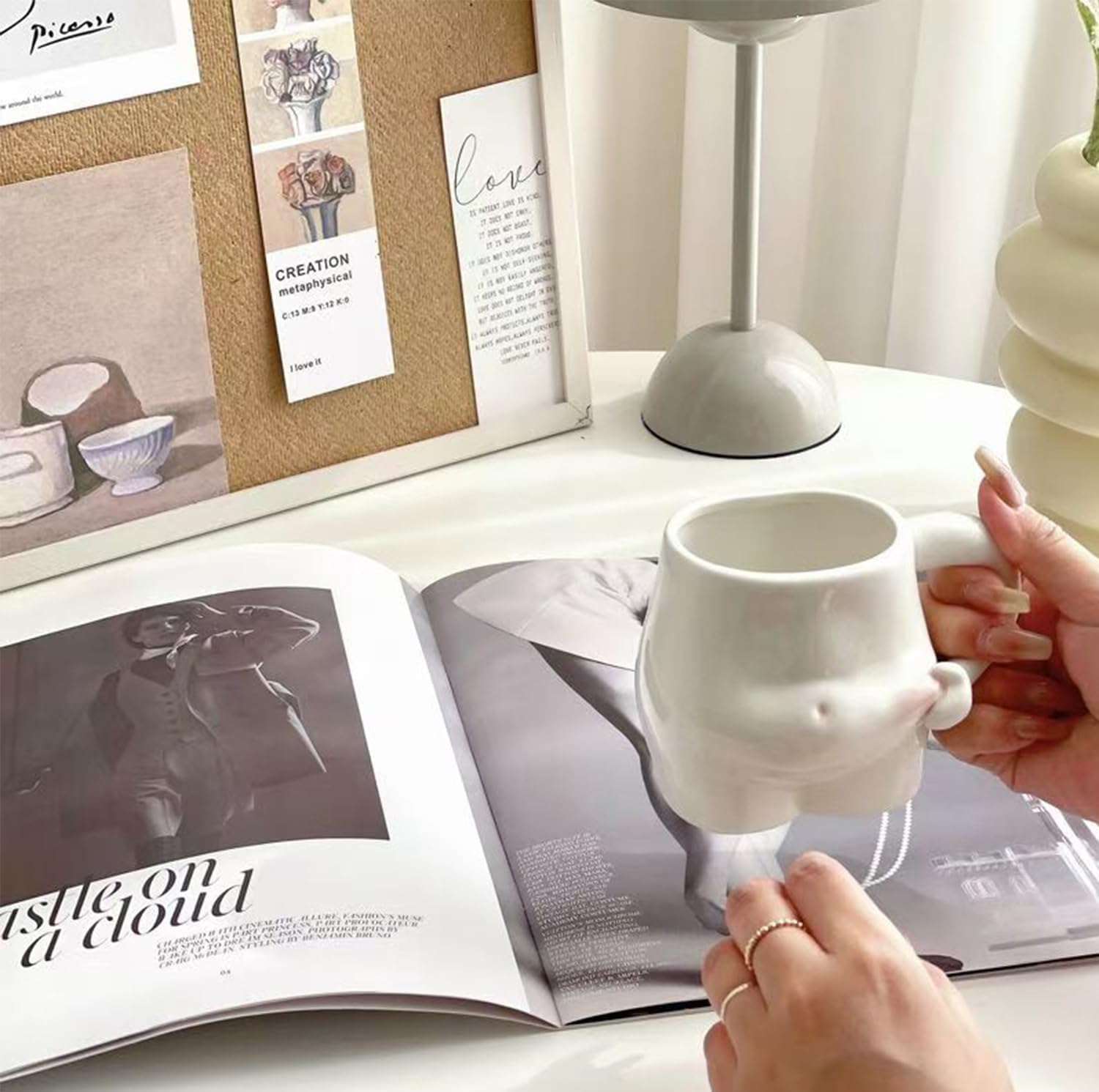 1 Piece 320ml White Ceramic Mug - Coffee Mug, Tea Mug, Water Cup - Suitable for Tea, Latte and Milk - Image 5