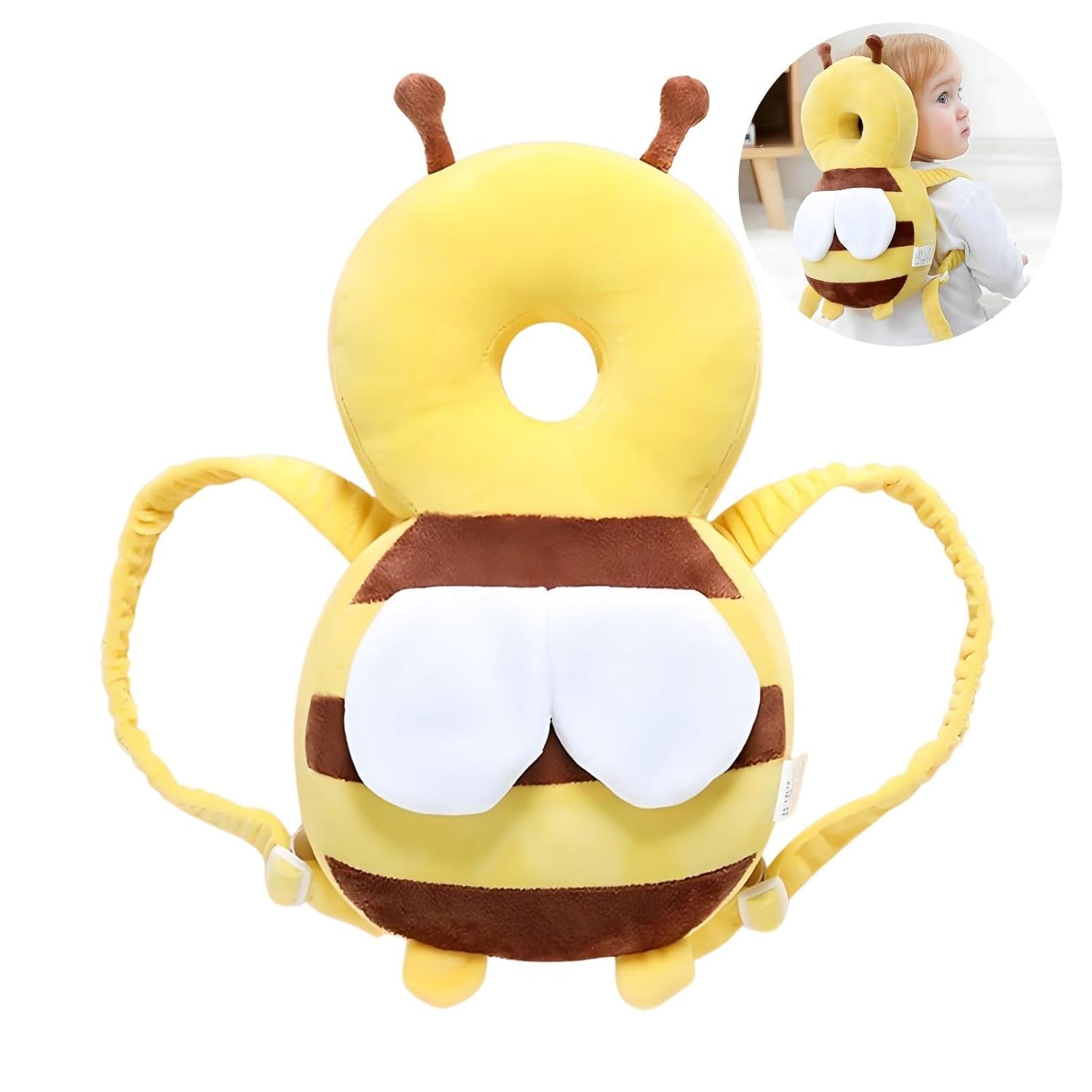 Adjustable Kids Safety Pillow 30cm x 18cm Yellow Toddler Head Protector Cushion for Safe Playtime - Image 1
