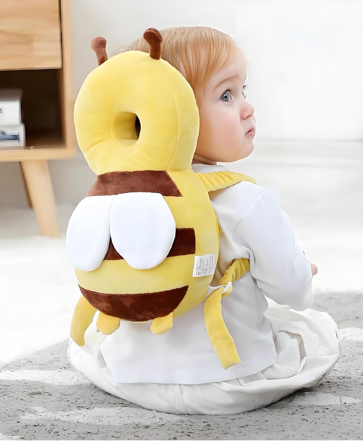 Adjustable Kids Safety Pillow 30cm x 18cm Yellow Toddler Head Protector Cushion for Safe Playtime - Image 2