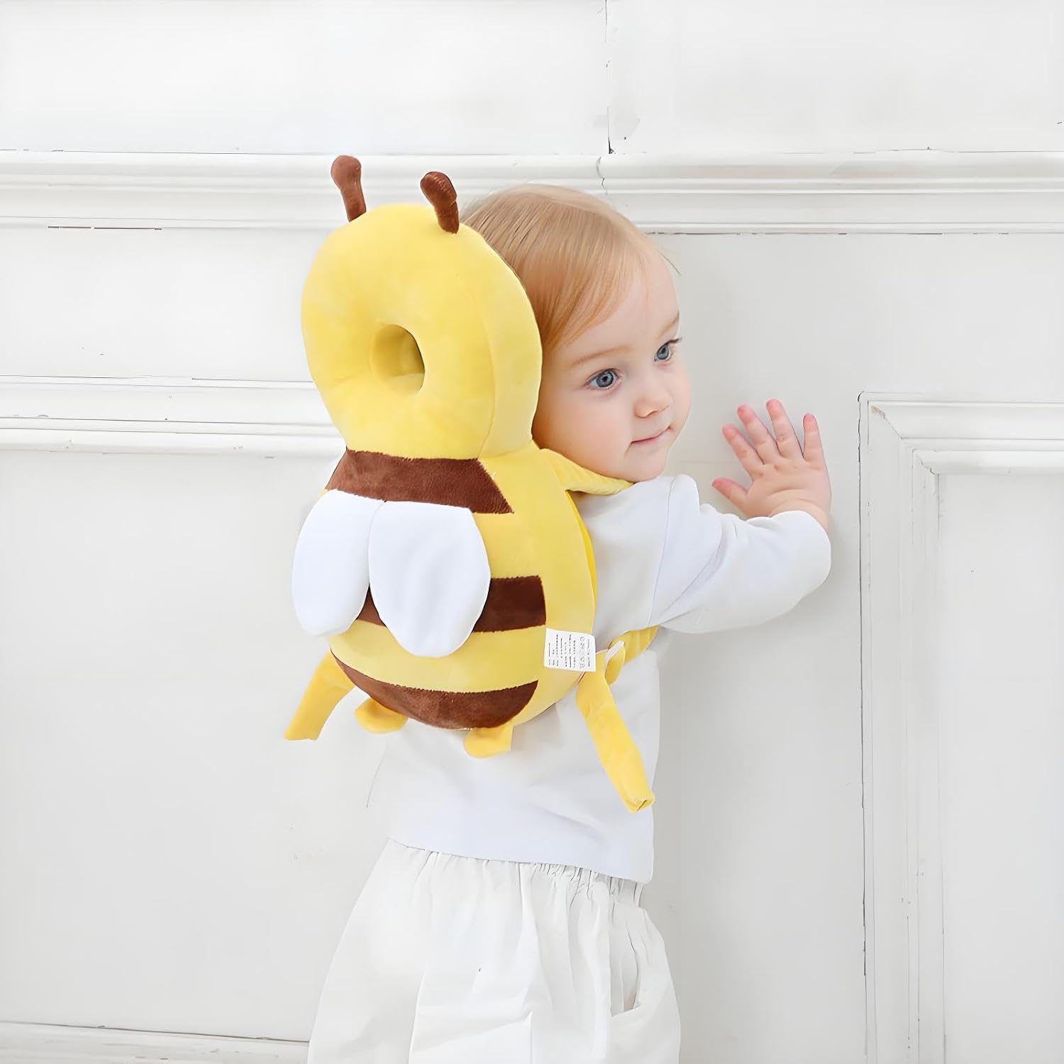 Adjustable Kids Safety Pillow 30cm x 18cm Yellow Toddler Head Protector Cushion for Safe Playtime - Image 6