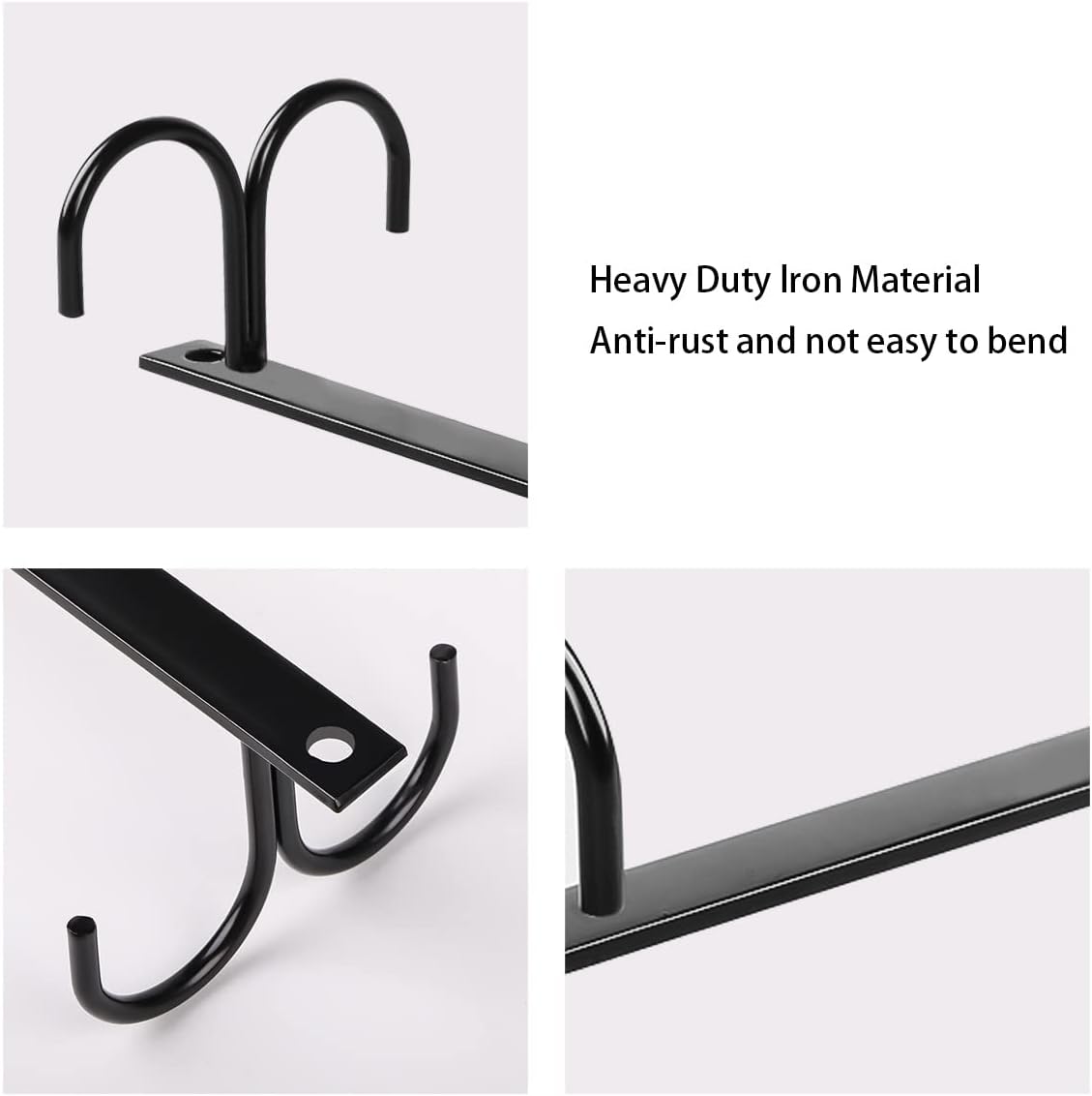 Under Cabinet Industrial Mug Holder - Space-Saving Hanging Rack for Mugs, Cups & Kitchen Accessories - 4 Hooks - 2 Pack - Image 3