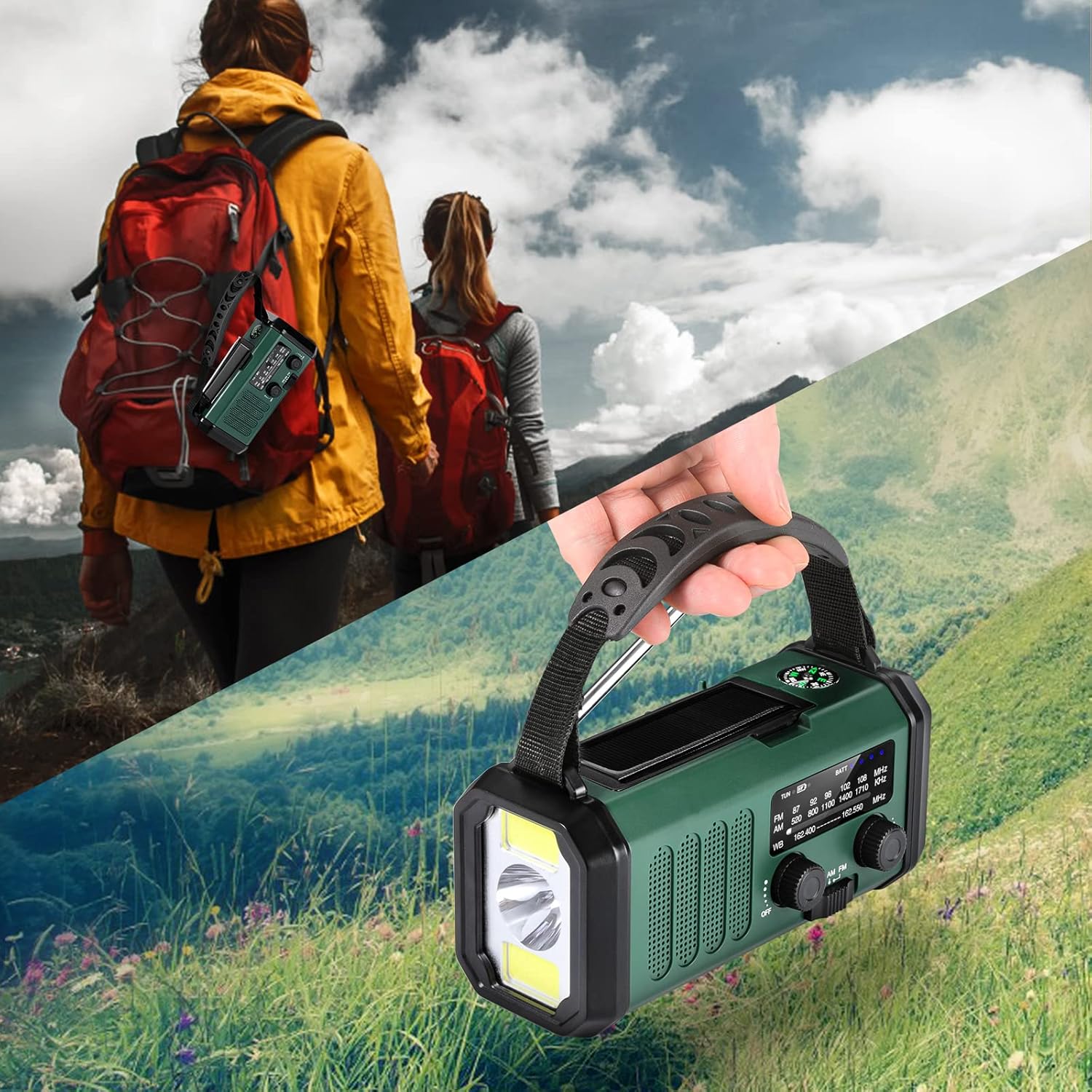 10000mAh Solar Powered Emergency Radio & Power Bank All-in-1 Survival Device with Hand Crank NOAA Alert Powerful Flashlight for Outdoor Camping and Emergency Use - Image 7