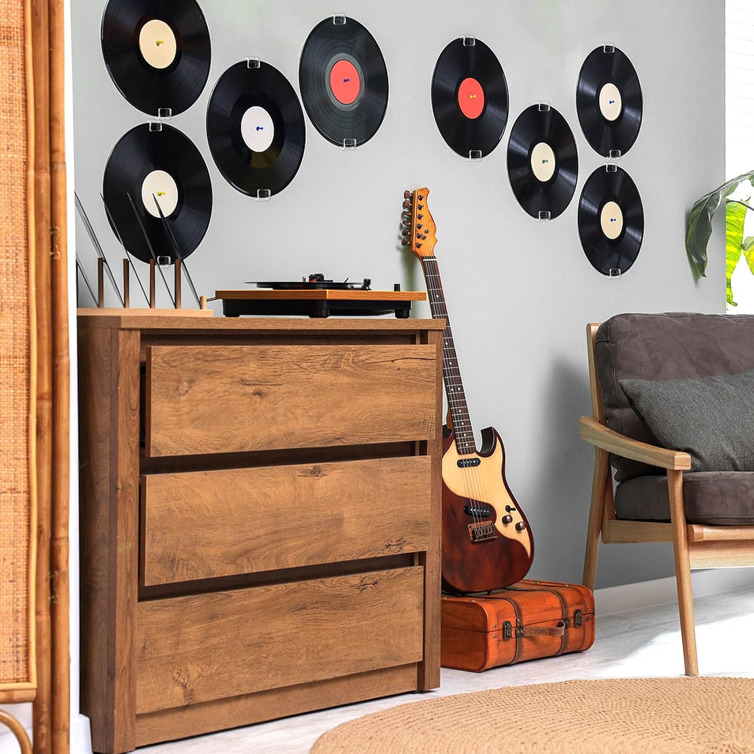 12 Pack Acrylic Transparent Vinyl Record Holder Wall Mount No Drilling Required Display Rack - Image 7