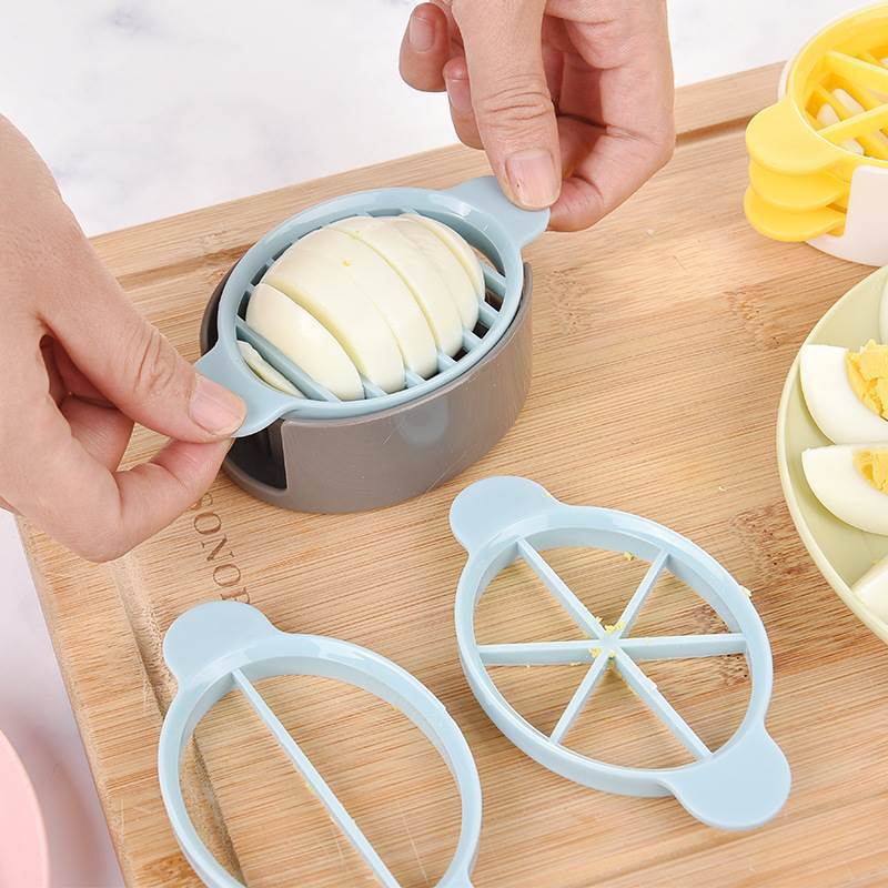 3-in-1 Multifunctional Egg Slicer for Hard-Boiled Eggs Blue Grey Kitchen Gadget - Image 1