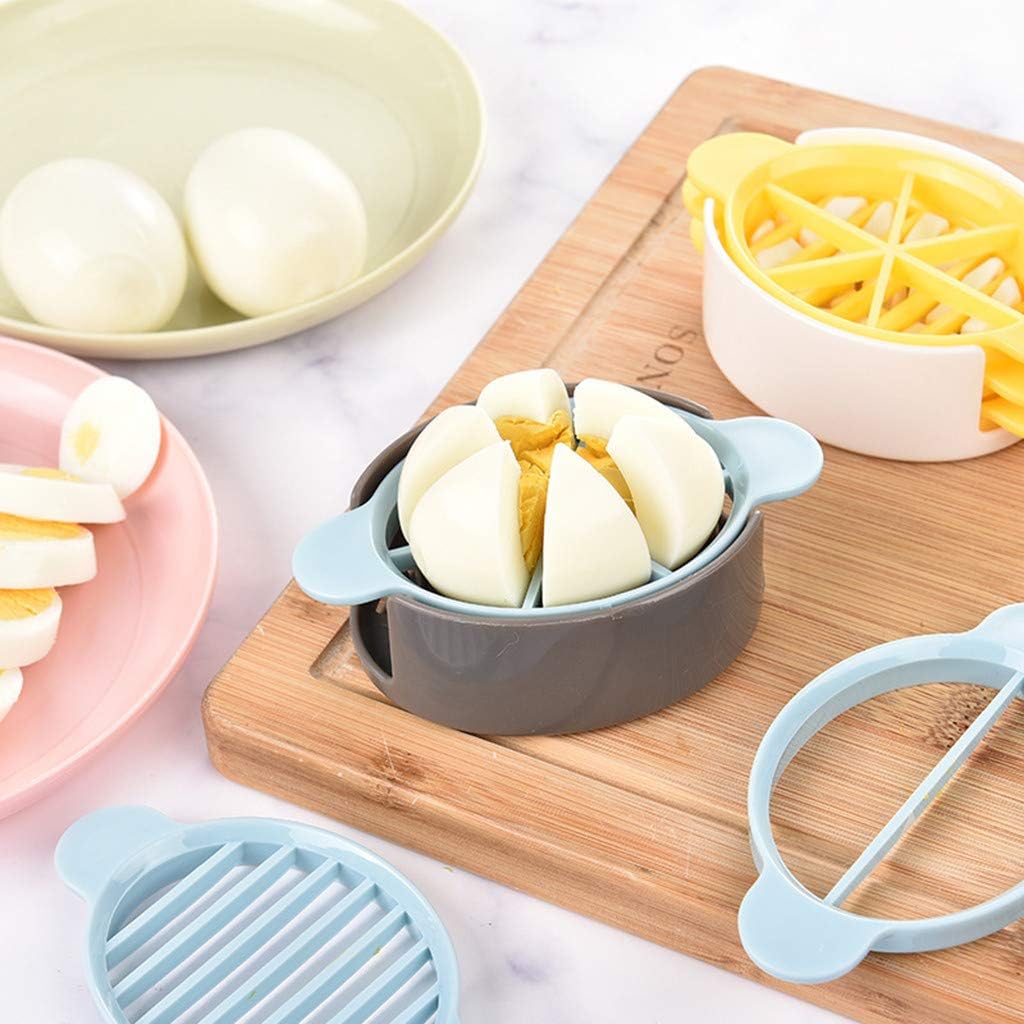 3-in-1 Multifunctional Egg Slicer for Hard-Boiled Eggs Blue Grey Kitchen Gadget - Image 3