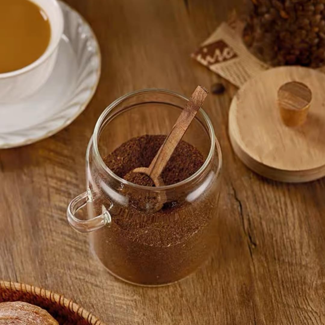 600ml Coffee Storage Container with Wooden Lid and Spoon Airtight Moisture-Proof Food Keeper for Coffee Beans Tea Sugar - Image 5