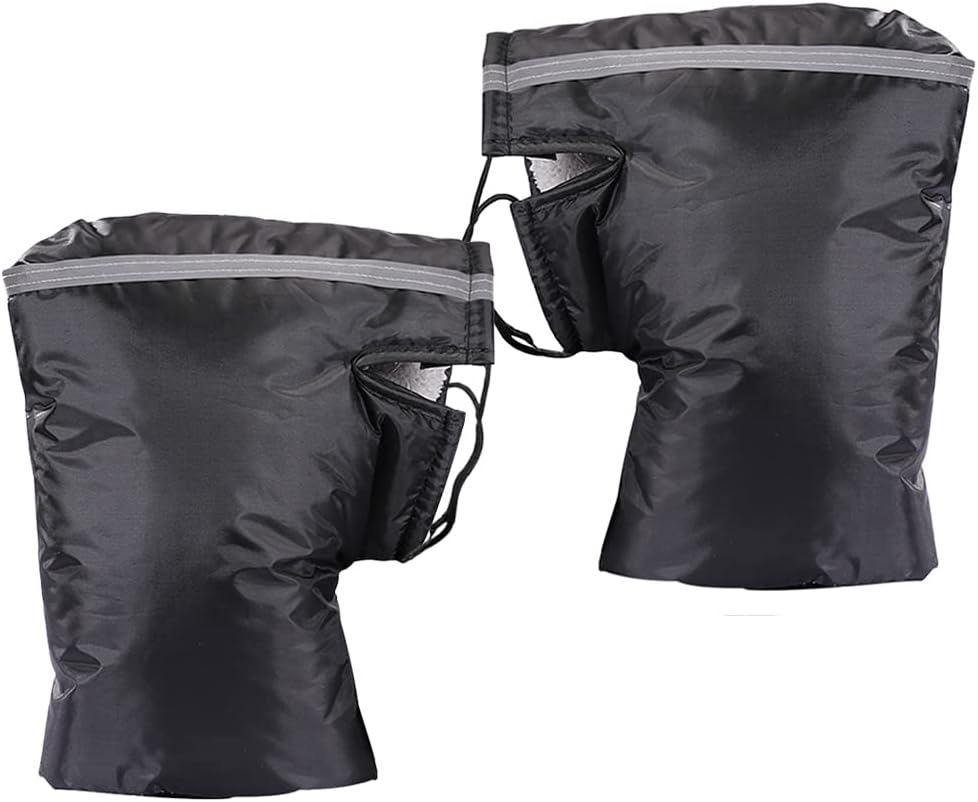 Black Windproof Thickened Cycling Gloves - 1 Pair Bike Handlebar Mitts Winter Warm Accessories - Image 1