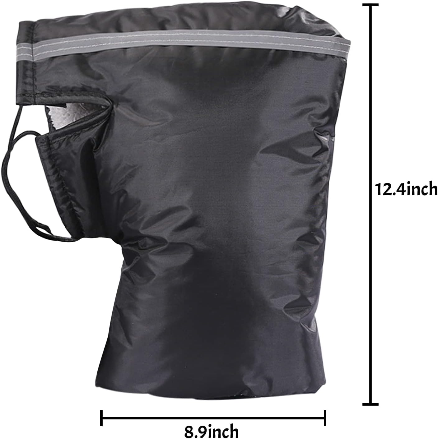 Black Windproof Thickened Cycling Gloves - 1 Pair Bike Handlebar Mitts Winter Warm Accessories - Image 5