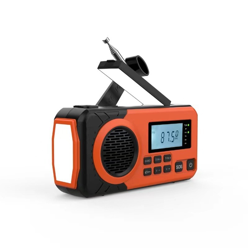 Emergency Radio Solar Hand Crank Portable Rechargeable Battery Powered Orange - Image 2