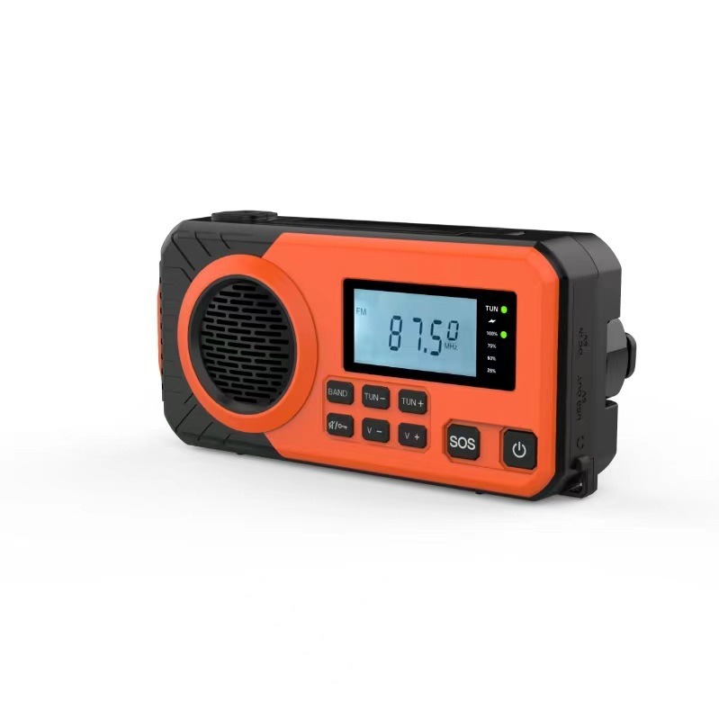Emergency Radio Solar Hand Crank Portable Rechargeable Battery Powered Orange - Image 4