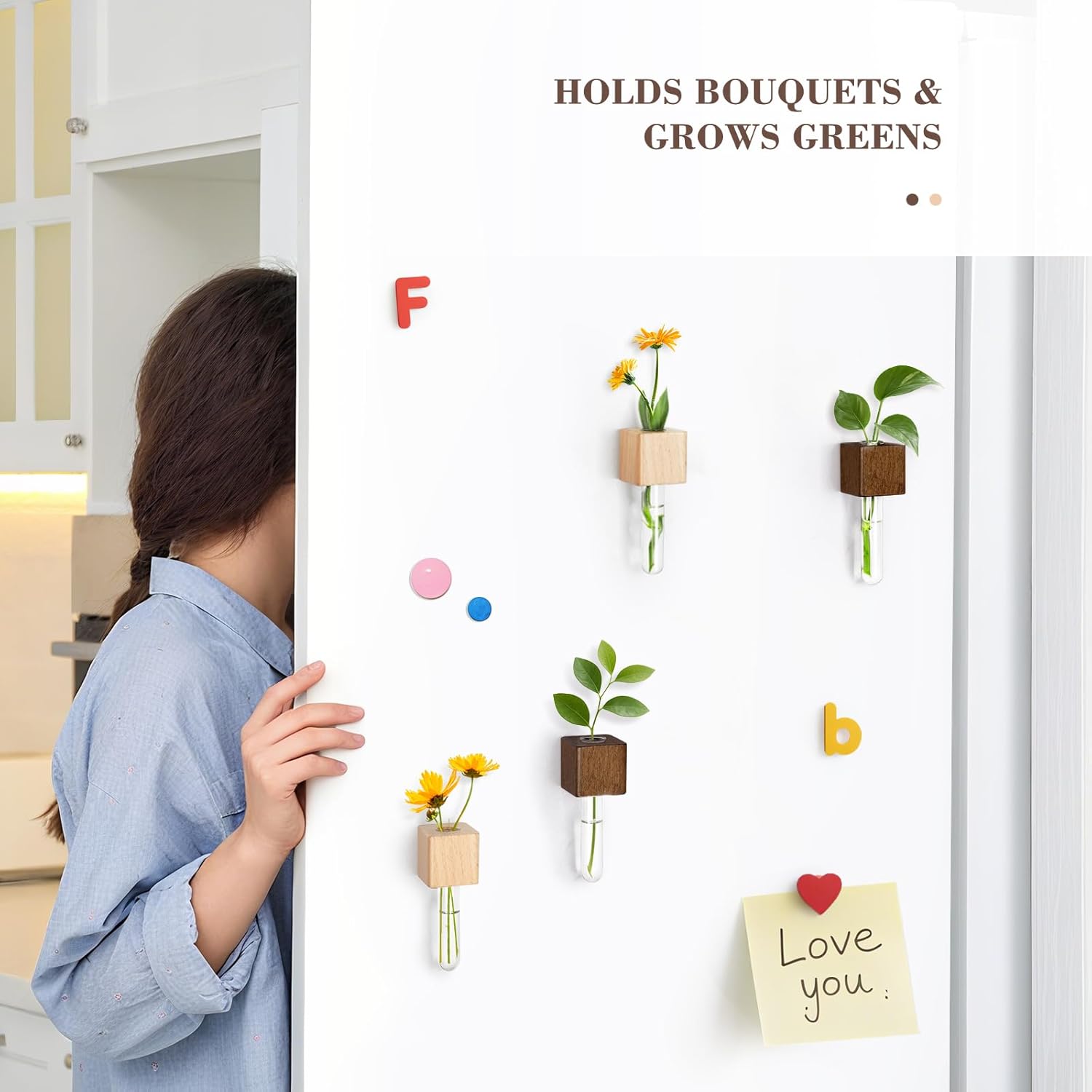 2 Pack Magnetic Wall Vases Mini Hydroponic Test Tubes for Home Decor - Image 4
