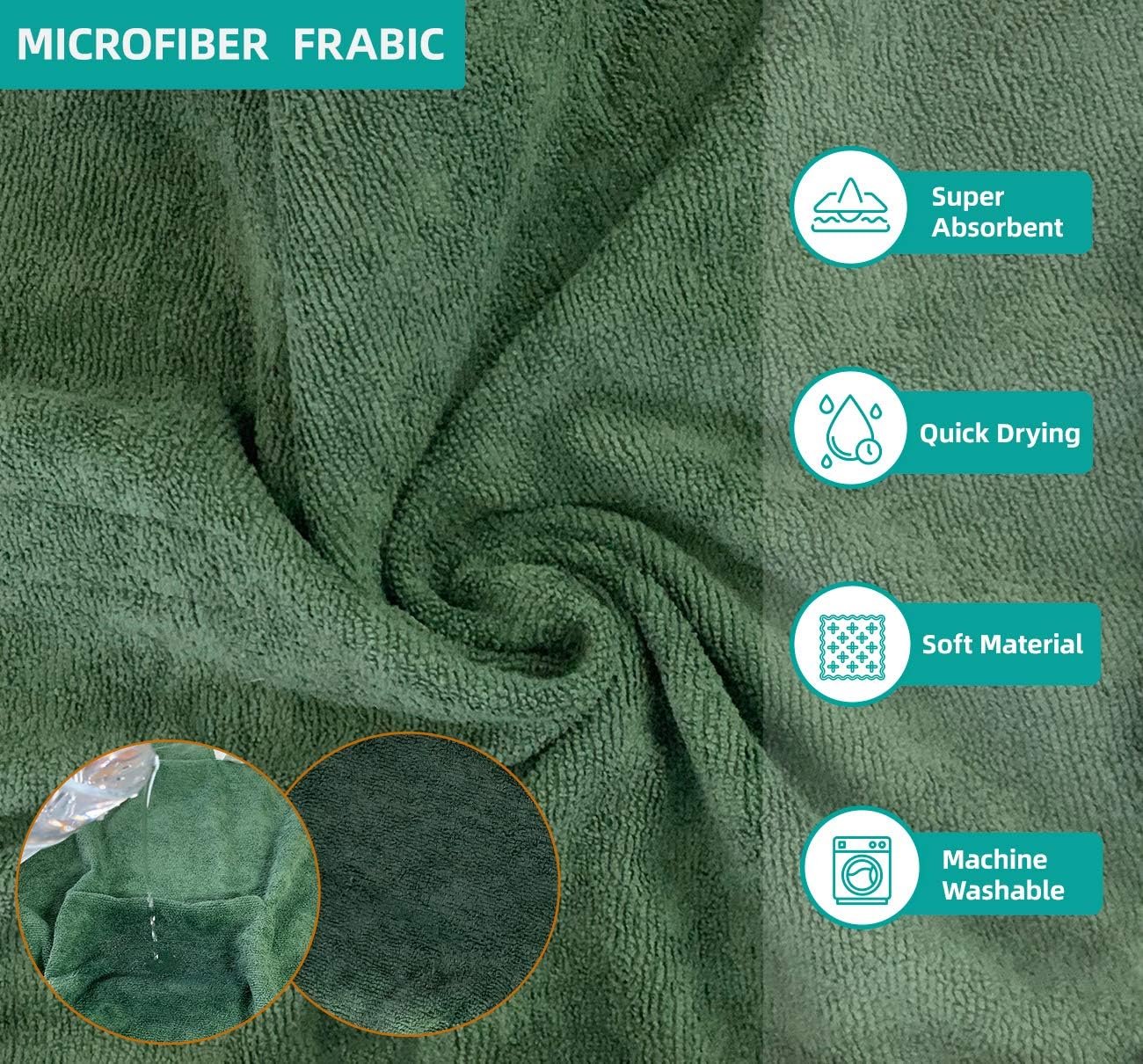 Green Dog Bathrobe with Orange Piping Size S - Adjustable Strap Pet Towel for Dogs - Image 4