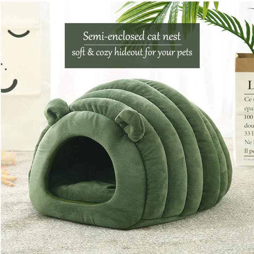 Green Cat Bed Cave - Cozy Pet House for Cats - Soft Kitten Sleeping窝 - Image 3
