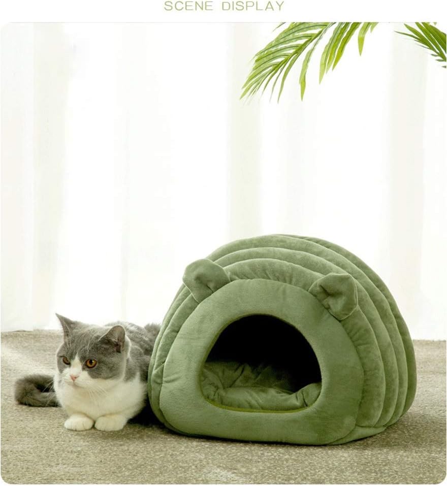 Green Cat Bed Cave - Cozy Pet House for Cats - Soft Kitten Sleeping窝 - Image 4