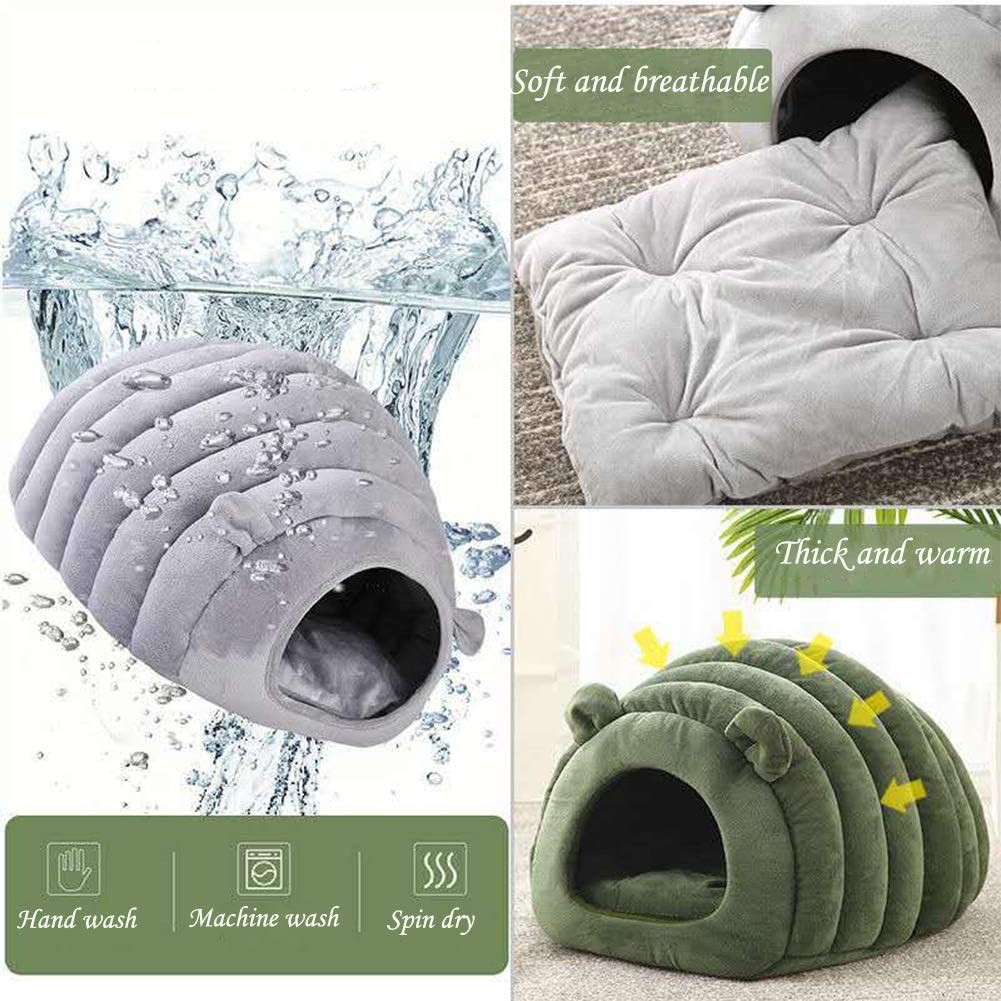 Green Cat Bed Cave - Cozy Pet House for Cats - Soft Kitten Sleeping窝 - Image 6