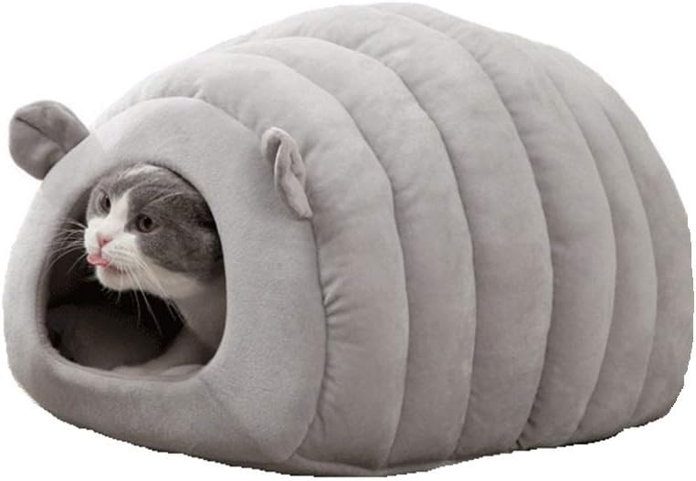 Grey Cat Bed Cave - Cozy Indoor Pet Bed for Cats and Kittens - Soft Comfortable Sleeping窝 - Image 1