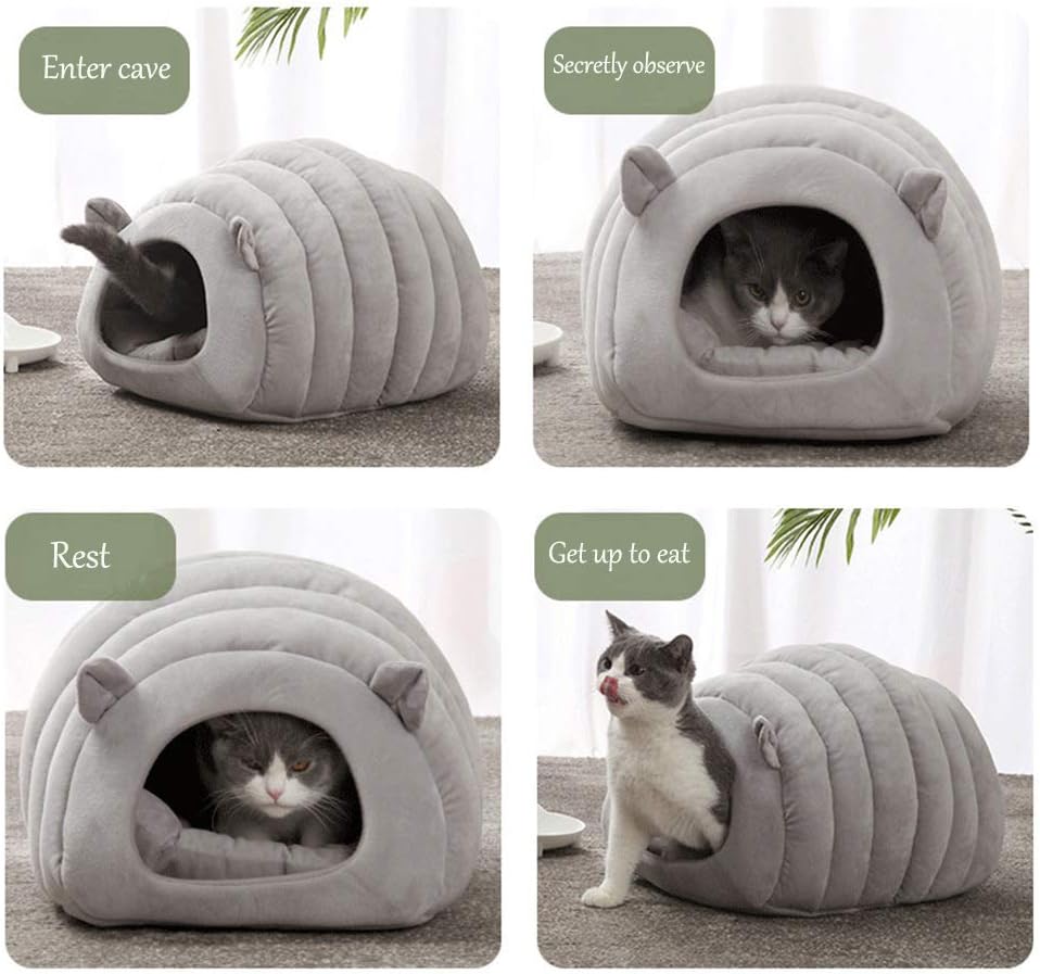 Grey Cat Bed Cave - Cozy Indoor Pet Bed for Cats and Kittens - Soft Comfortable Sleeping窝 - Image 2