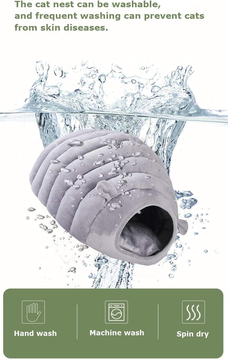 Grey Cat Bed Cave - Cozy Indoor Pet Bed for Cats and Kittens - Soft Comfortable Sleeping窝 - Image 3